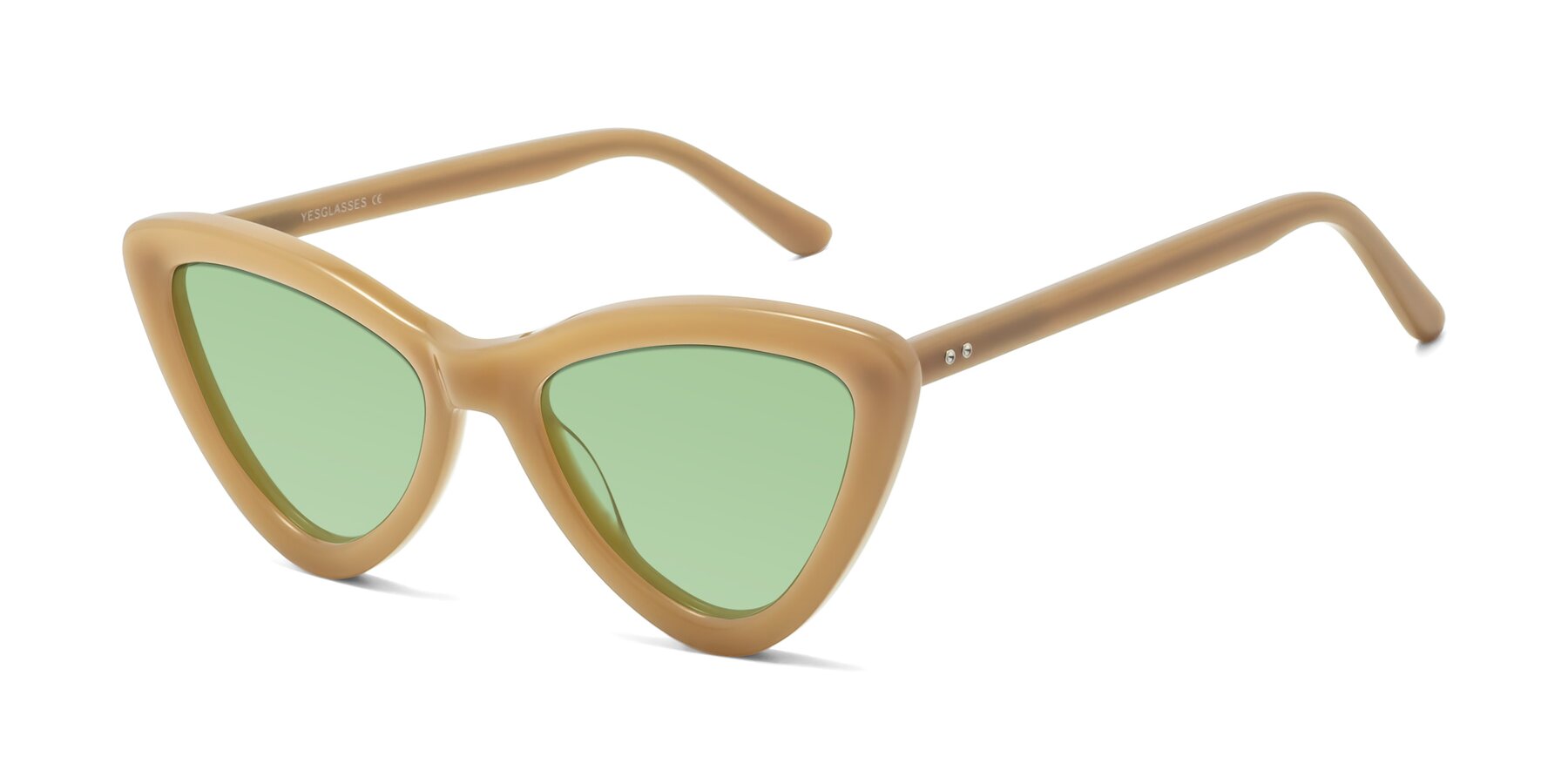 Angle of Candy in Brown with Medium Green Tinted Lenses