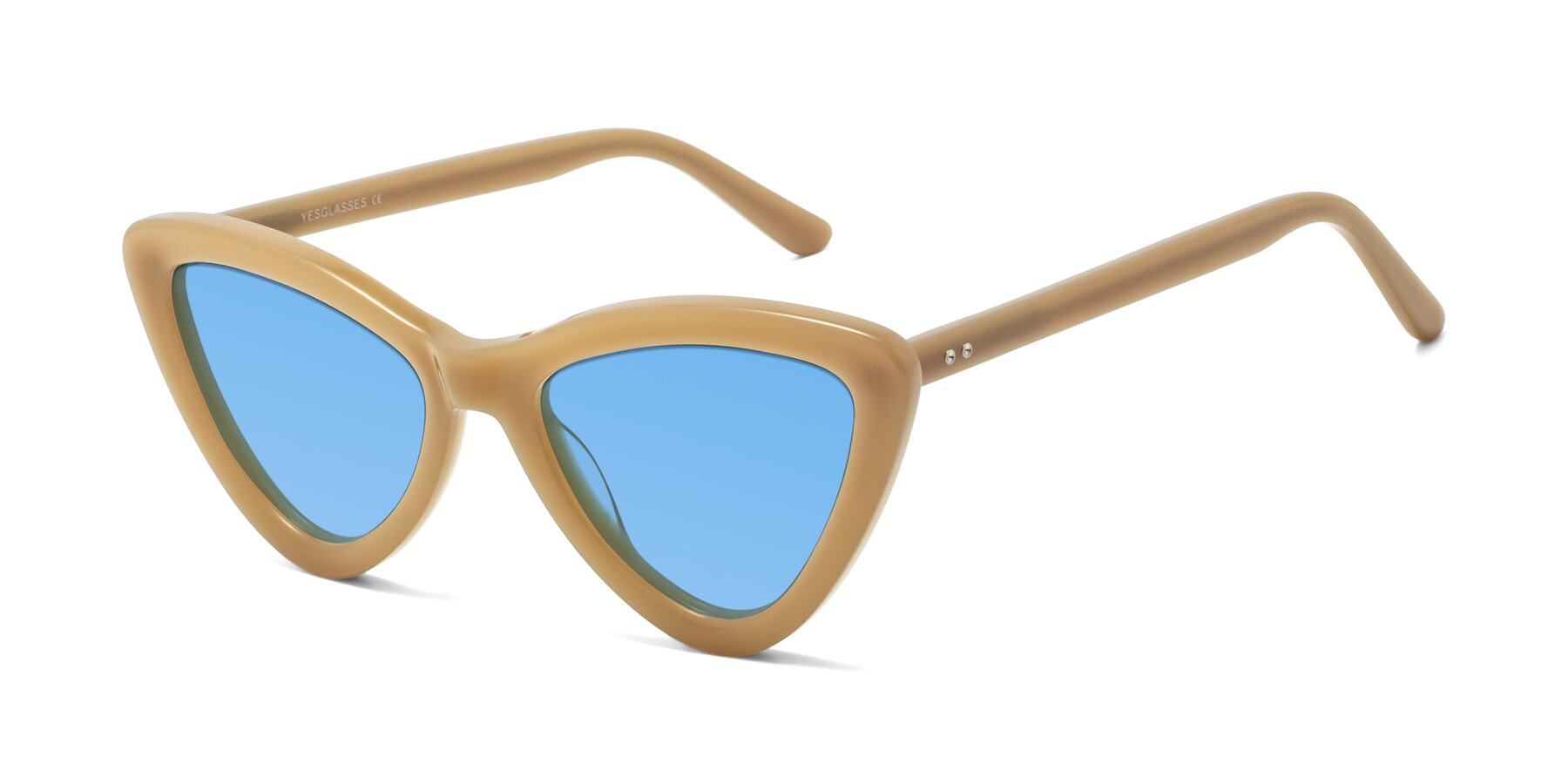 Angle of Candy in Brown with Medium Blue Tinted Lenses