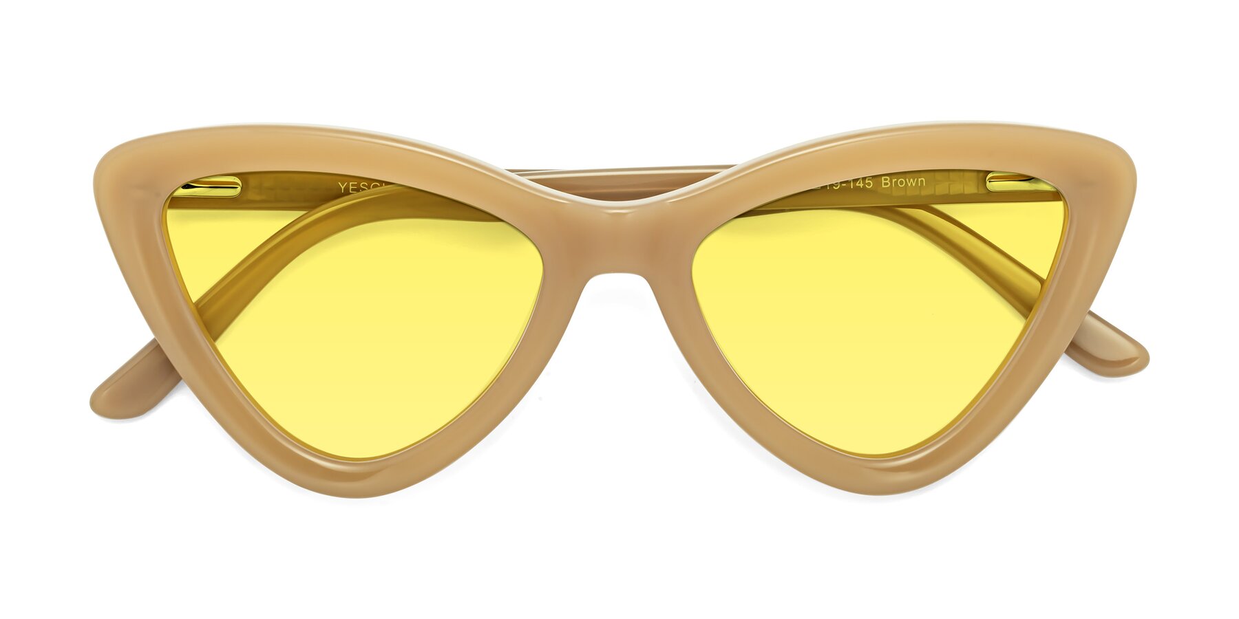 Folded Front of Candy in Brown with Medium Yellow Tinted Lenses