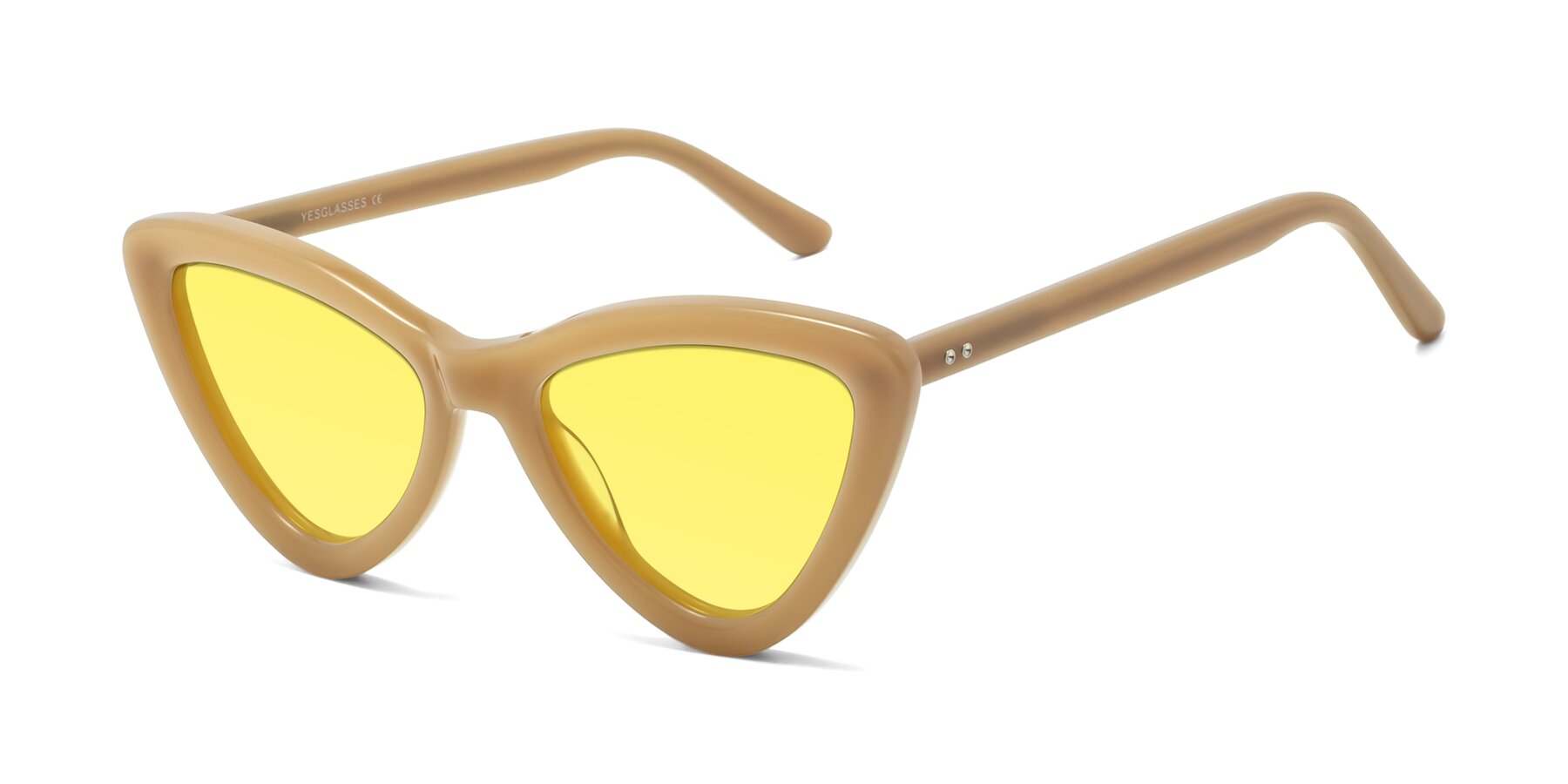 Angle of Candy in Brown with Medium Yellow Tinted Lenses