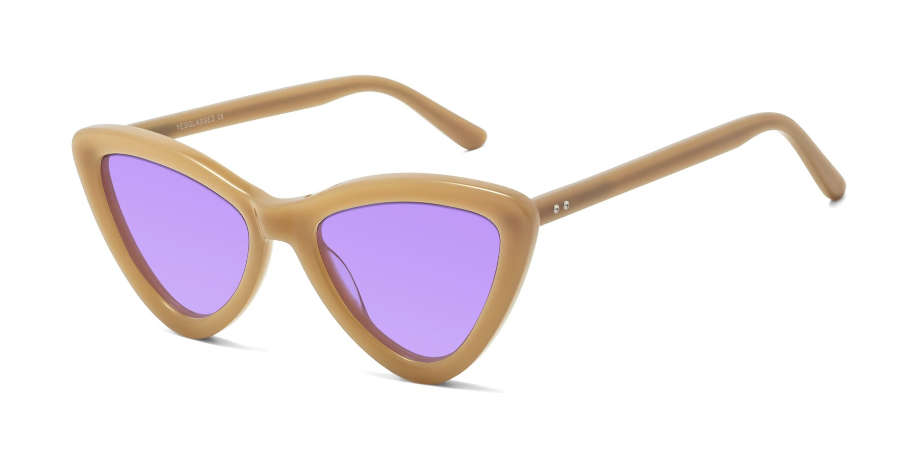 Angle of Candy in Brown with Medium Purple Tinted Lenses