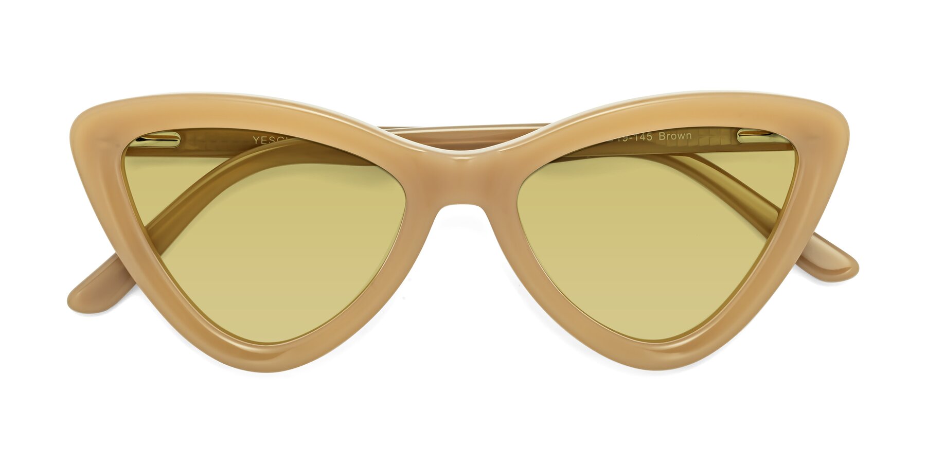 Folded Front of Candy in Brown with Medium Champagne Tinted Lenses