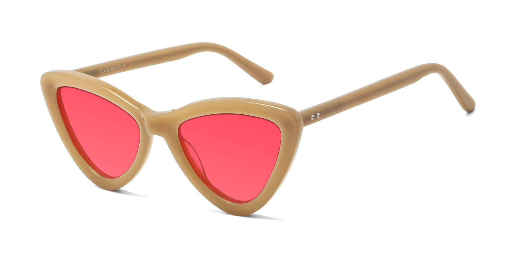 Angle of Candy in Brown with Red Tinted Lenses