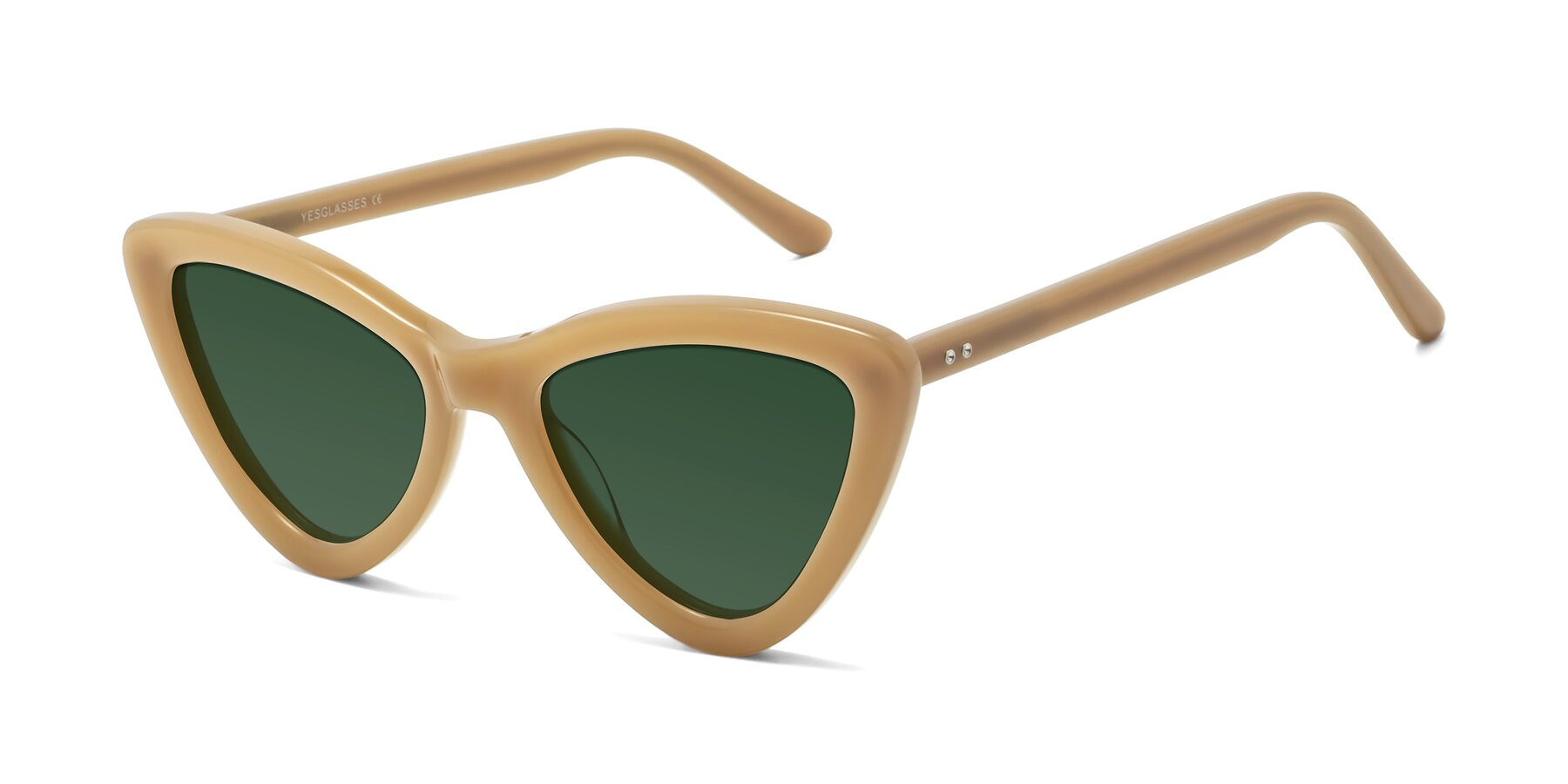Angle of Candy in Brown with Green Tinted Lenses