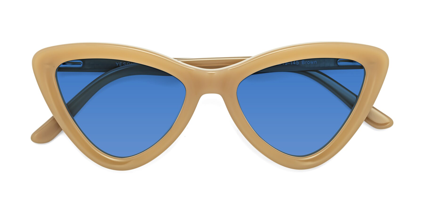 Folded Front of Candy in Brown with Blue Tinted Lenses