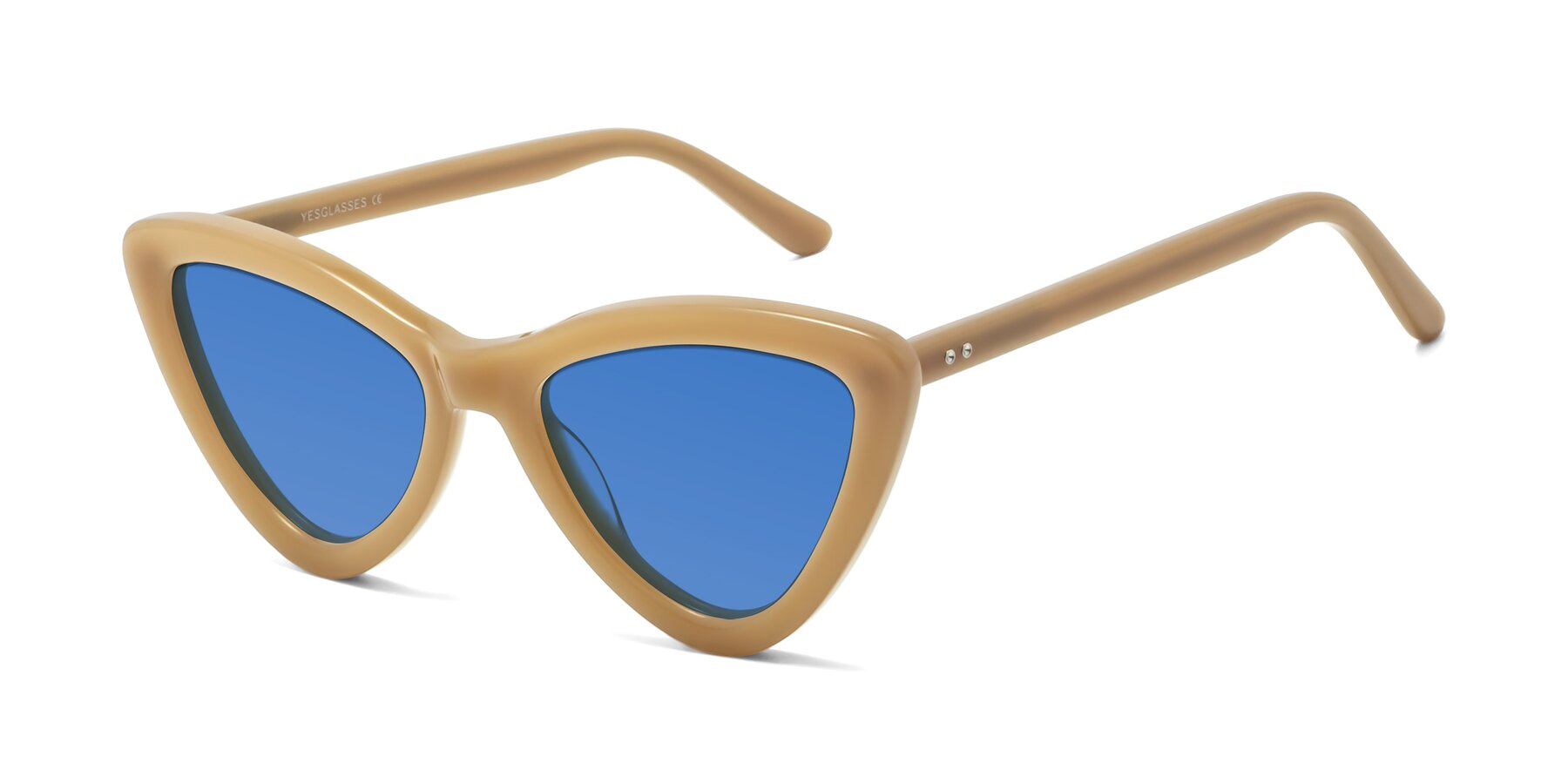 Angle of Candy in Brown with Blue Tinted Lenses