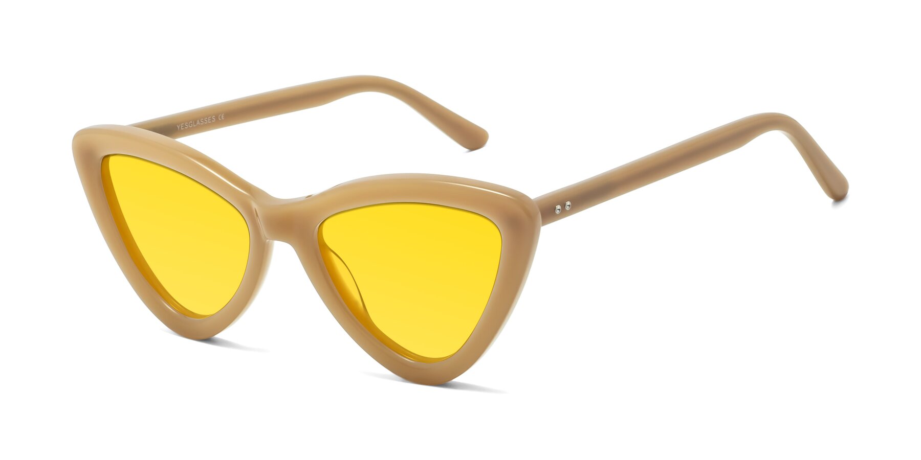 Angle of Candy in Brown with Yellow Tinted Lenses