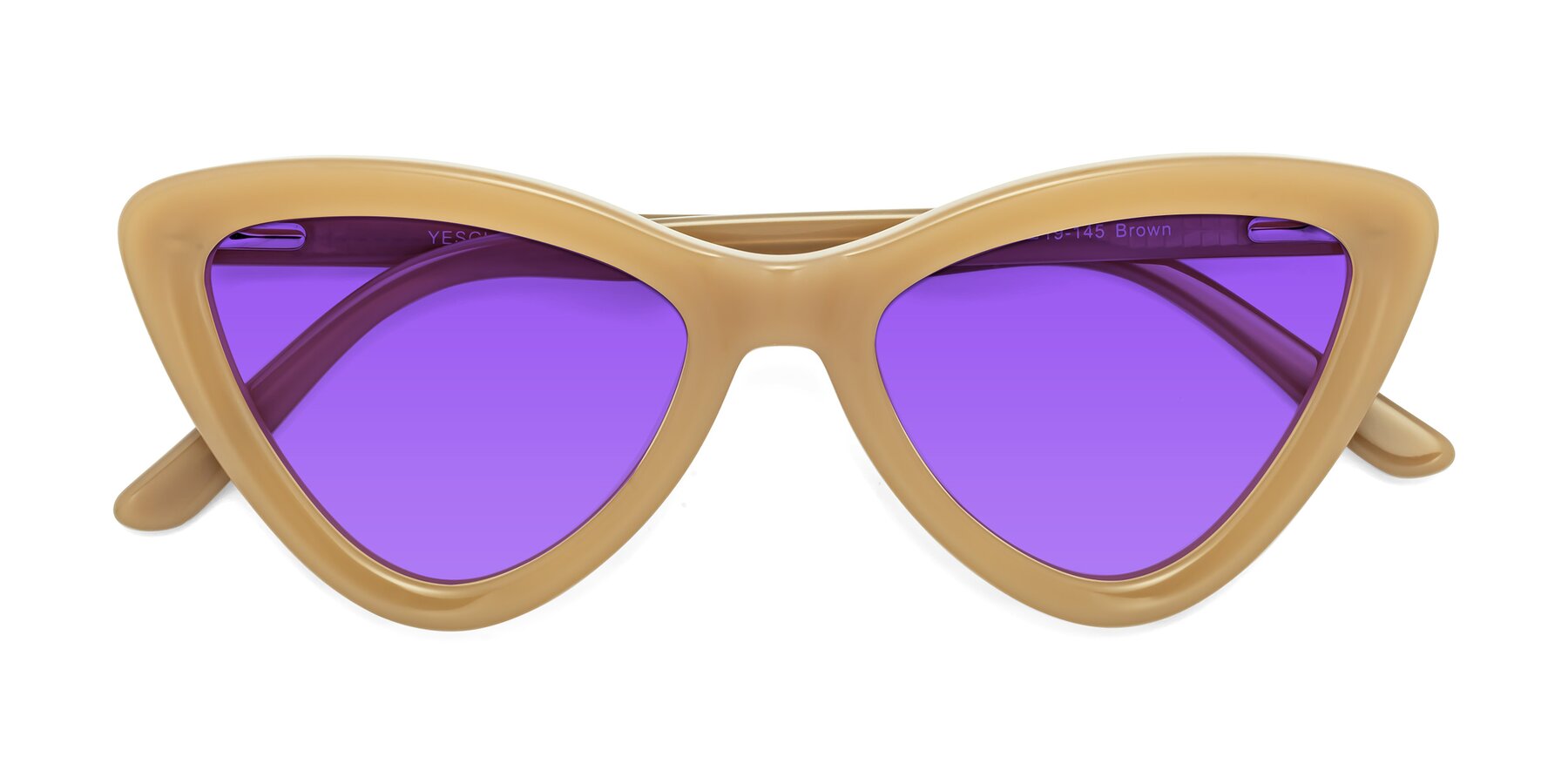 Folded Front of Candy in Brown with Purple Tinted Lenses