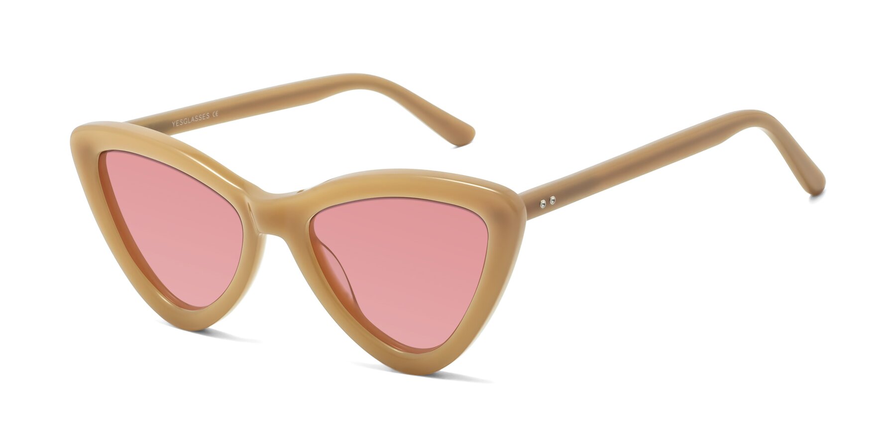 Angle of Candy in Brown with Medium Garnet Tinted Lenses