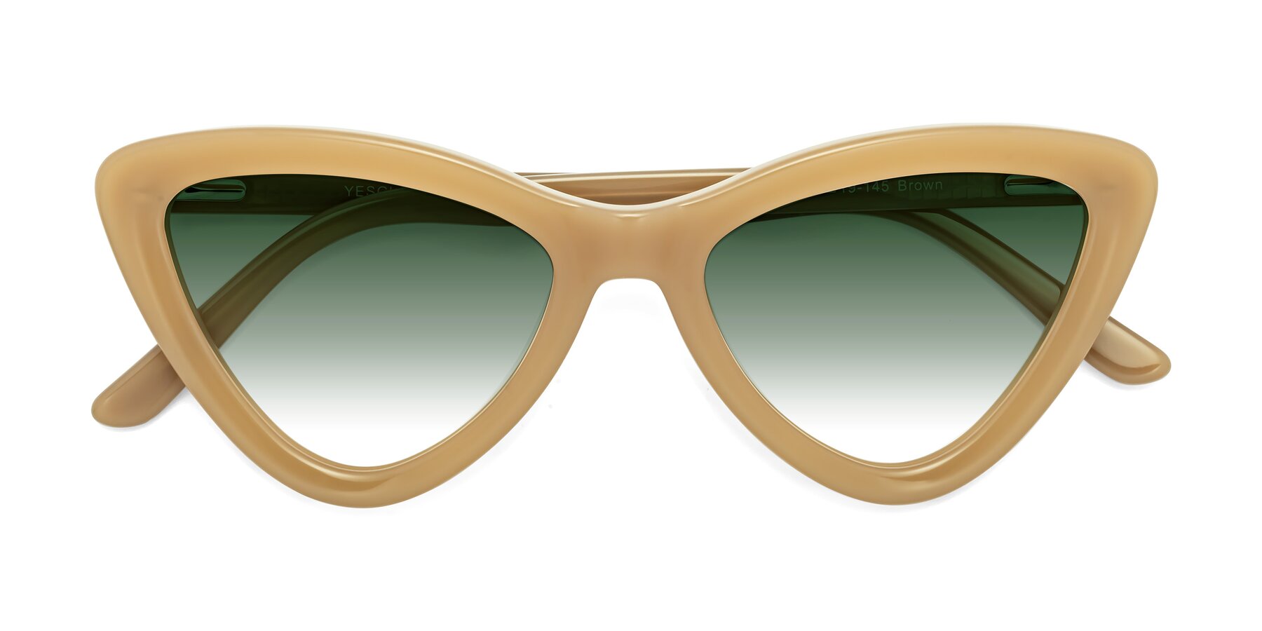 Folded Front of Candy in Brown with Green Gradient Lenses