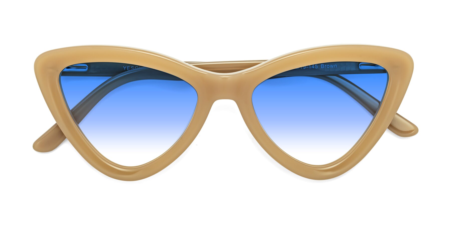 Folded Front of Candy in Brown with Blue Gradient Lenses