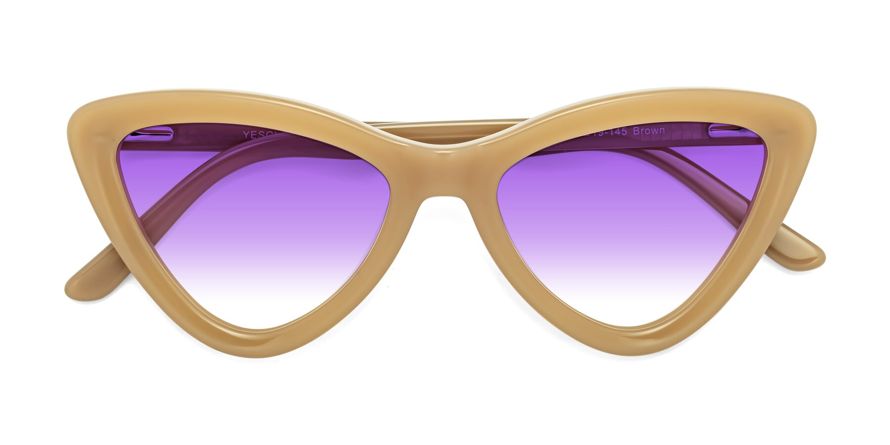 Folded Front of Candy in Brown with Purple Gradient Lenses