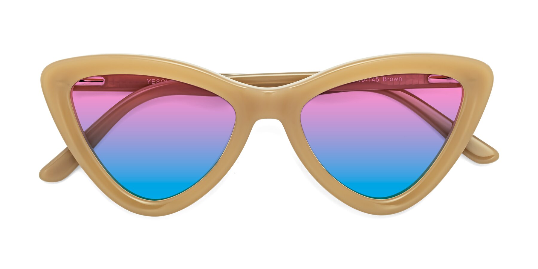Folded Front of Candy in Brown with Pink / Blue Gradient Lenses