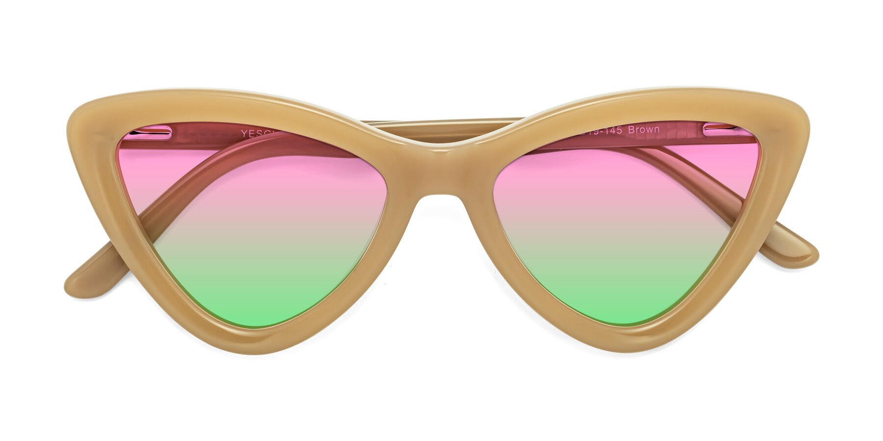 Folded Front of Candy in Brown with Pink / Green Gradient Lenses