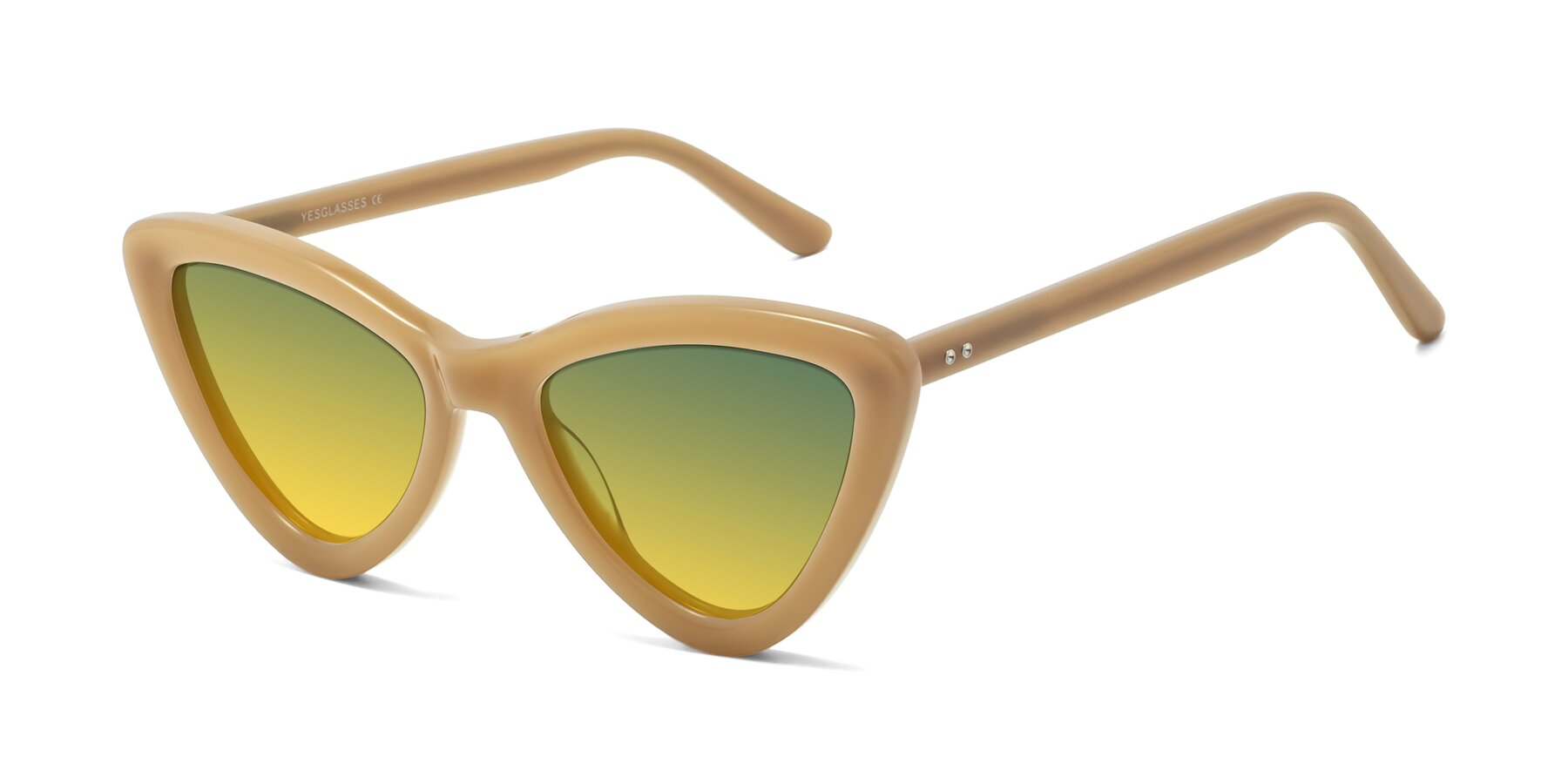 Angle of Candy in Brown with Green / Yellow Gradient Lenses