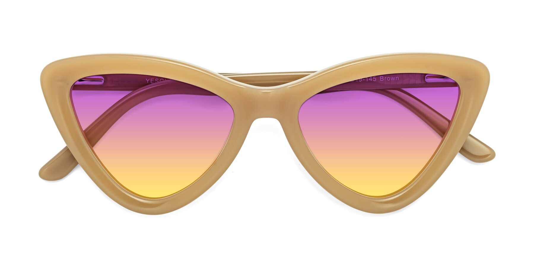 Folded Front of Candy in Brown with Purple / Yellow Gradient Lenses