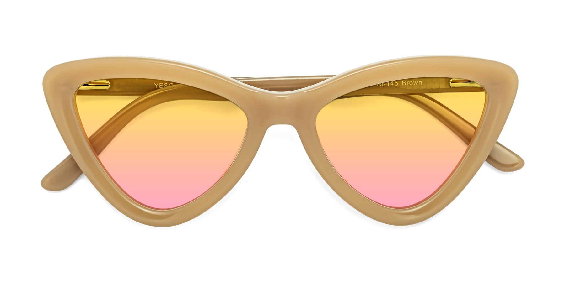 Folded Front of Candy in Brown with Yellow / Pink Gradient Lenses