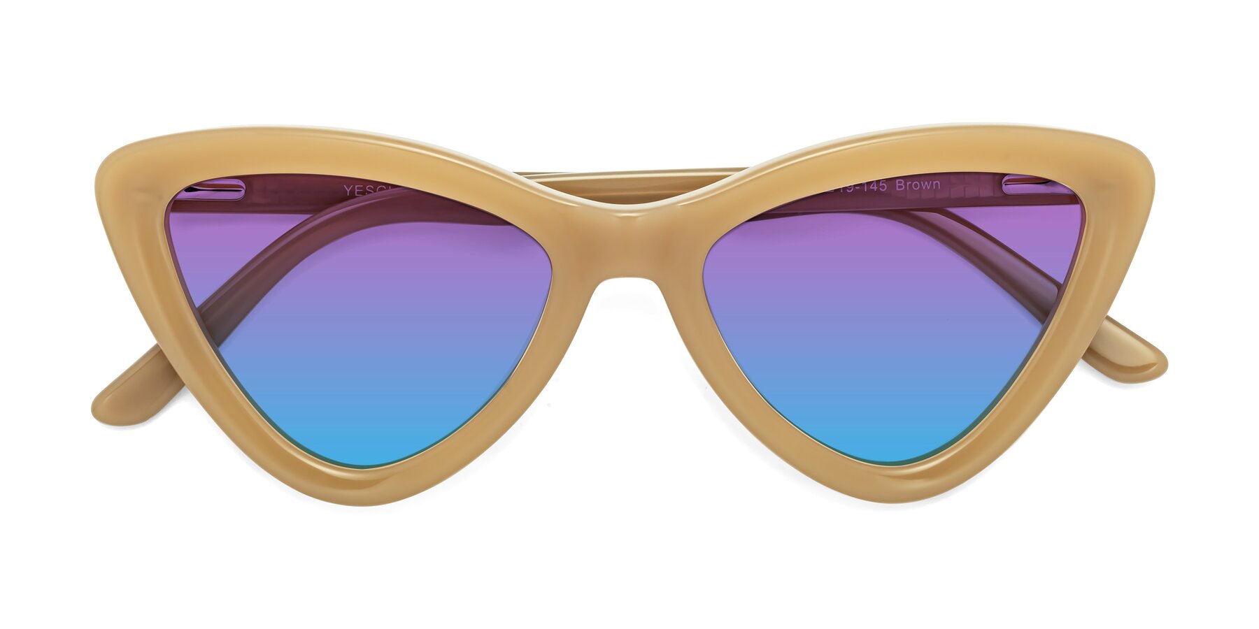 Folded Front of Candy in Brown with Purple / Blue Gradient Lenses