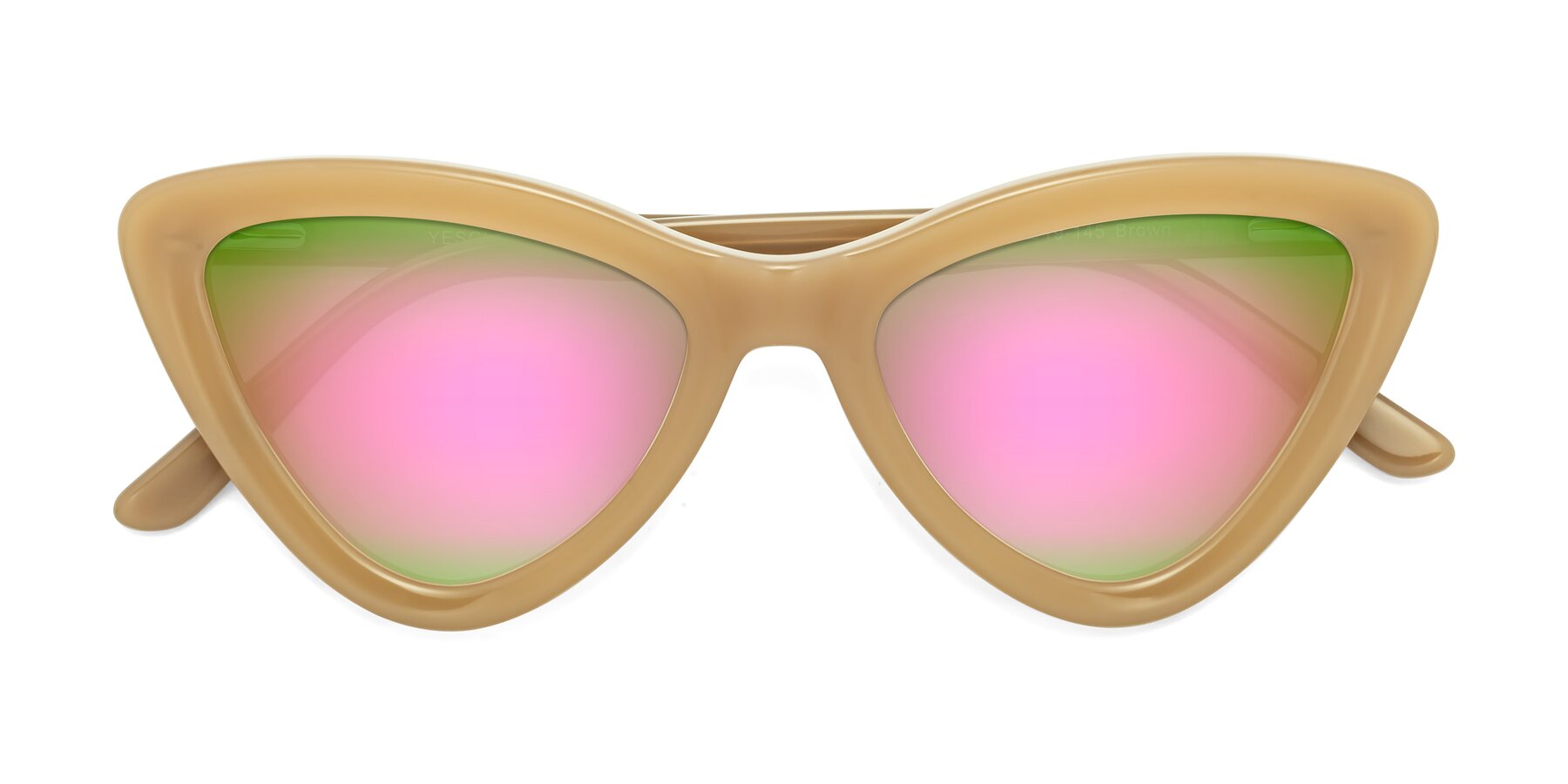 Folded Front of Candy in Brown with Pink Mirrored Lenses