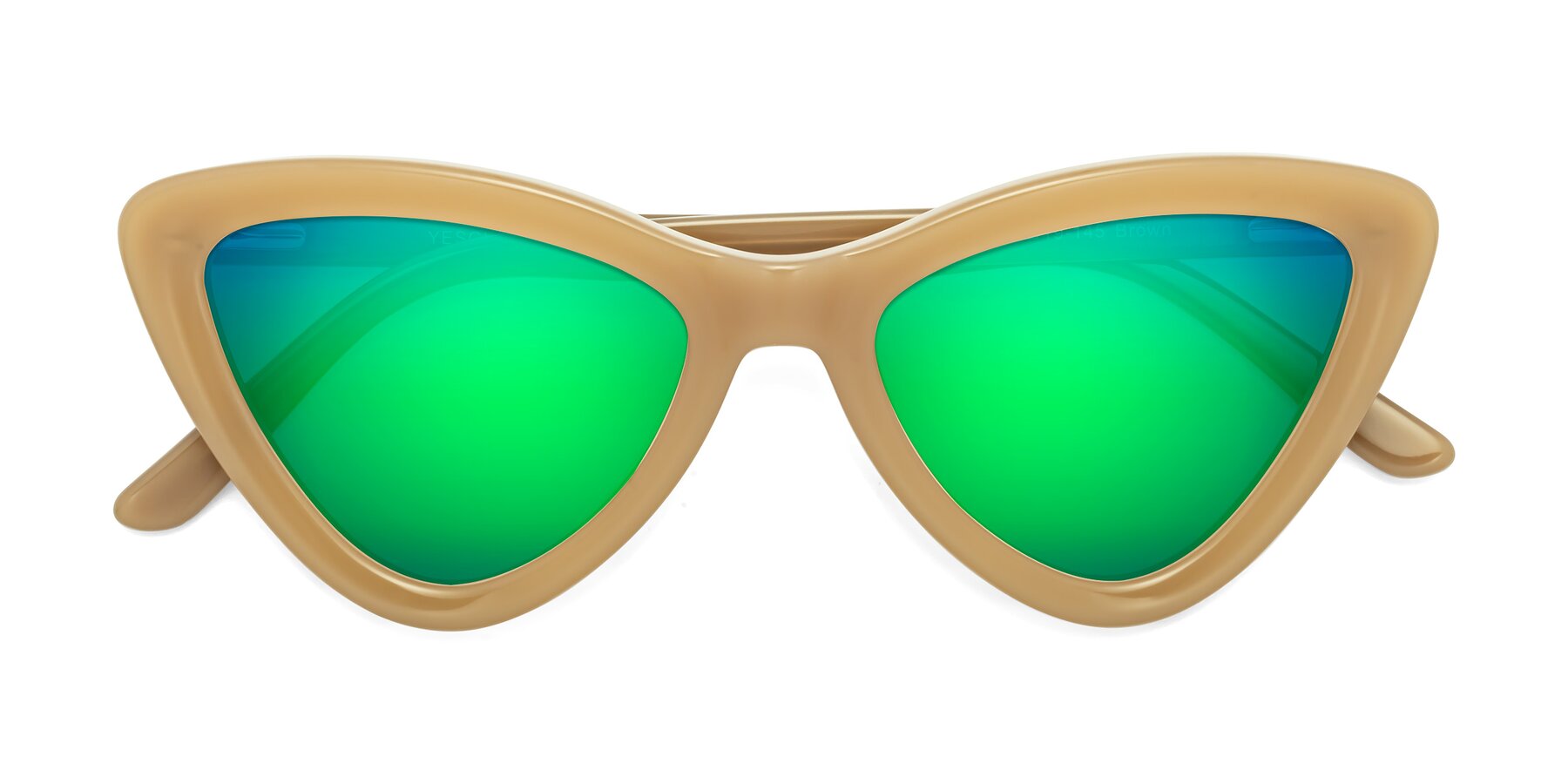 Folded Front of Candy in Brown with Green Mirrored Lenses