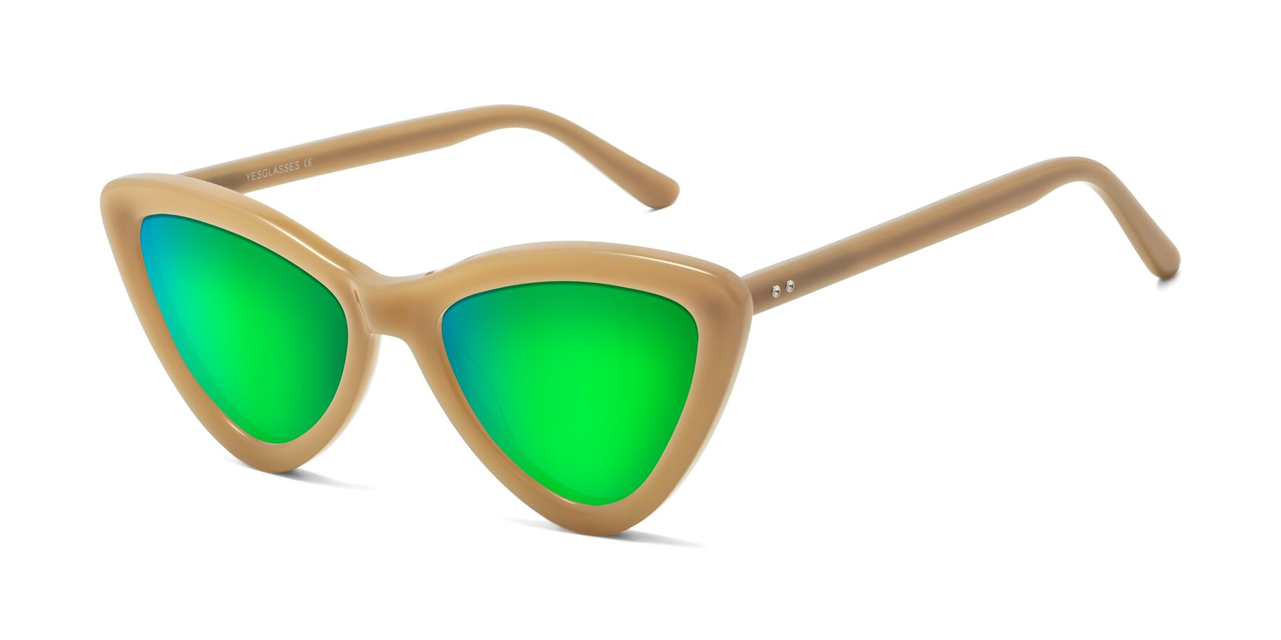 Angle of Candy in Brown with Green Mirrored Lenses
