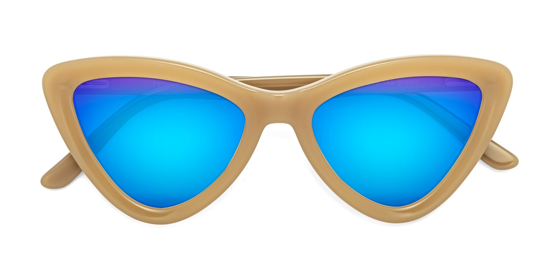 Folded Front of Candy in Brown with Blue Mirrored Lenses