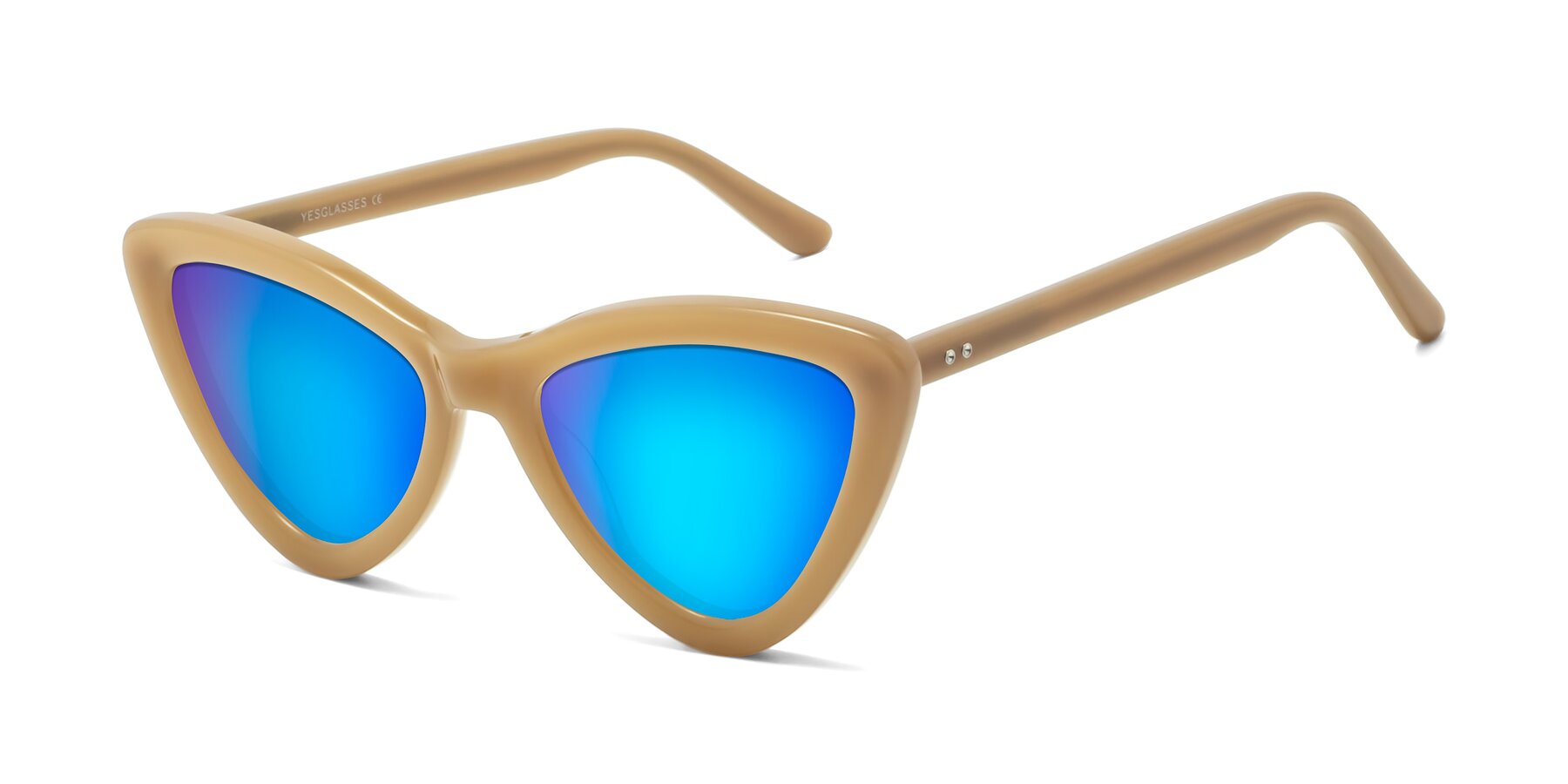 Angle of Candy in Brown with Blue Mirrored Lenses