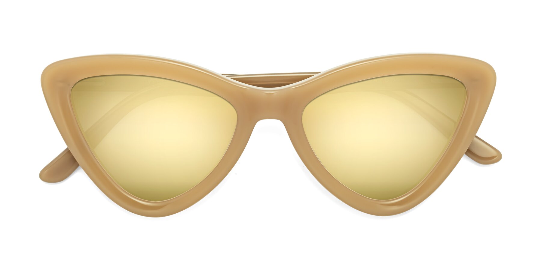Folded Front of Candy in Brown with Gold Mirrored Lenses