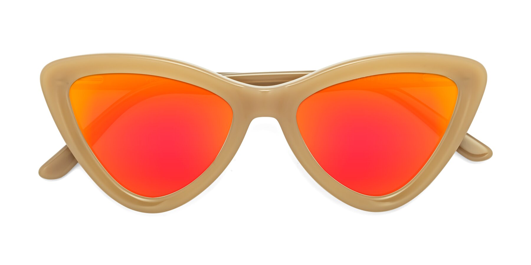 Folded Front of Candy in Brown with Red Gold Mirrored Lenses