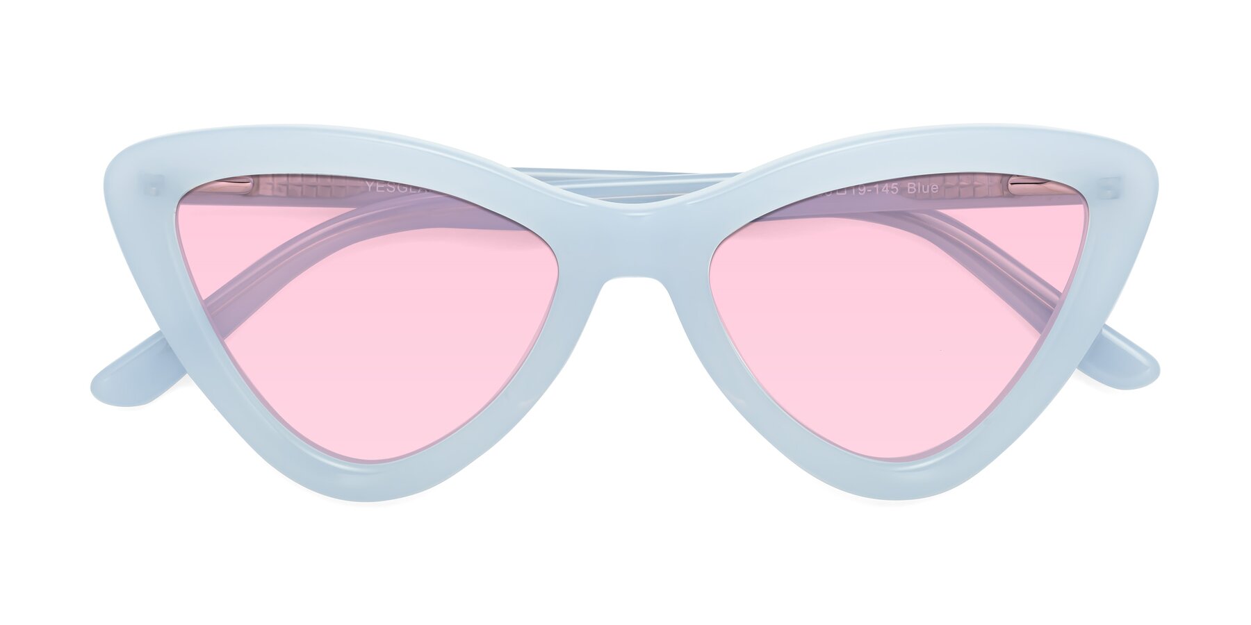 Folded Front of Candy in Blue with Light Pink Tinted Lenses