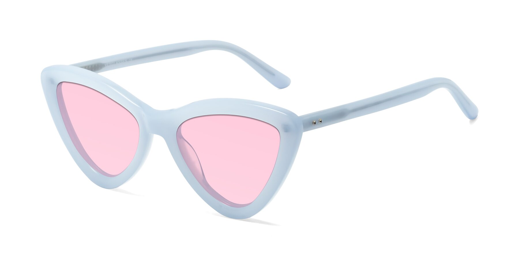 Angle of Candy in Blue with Light Pink Tinted Lenses