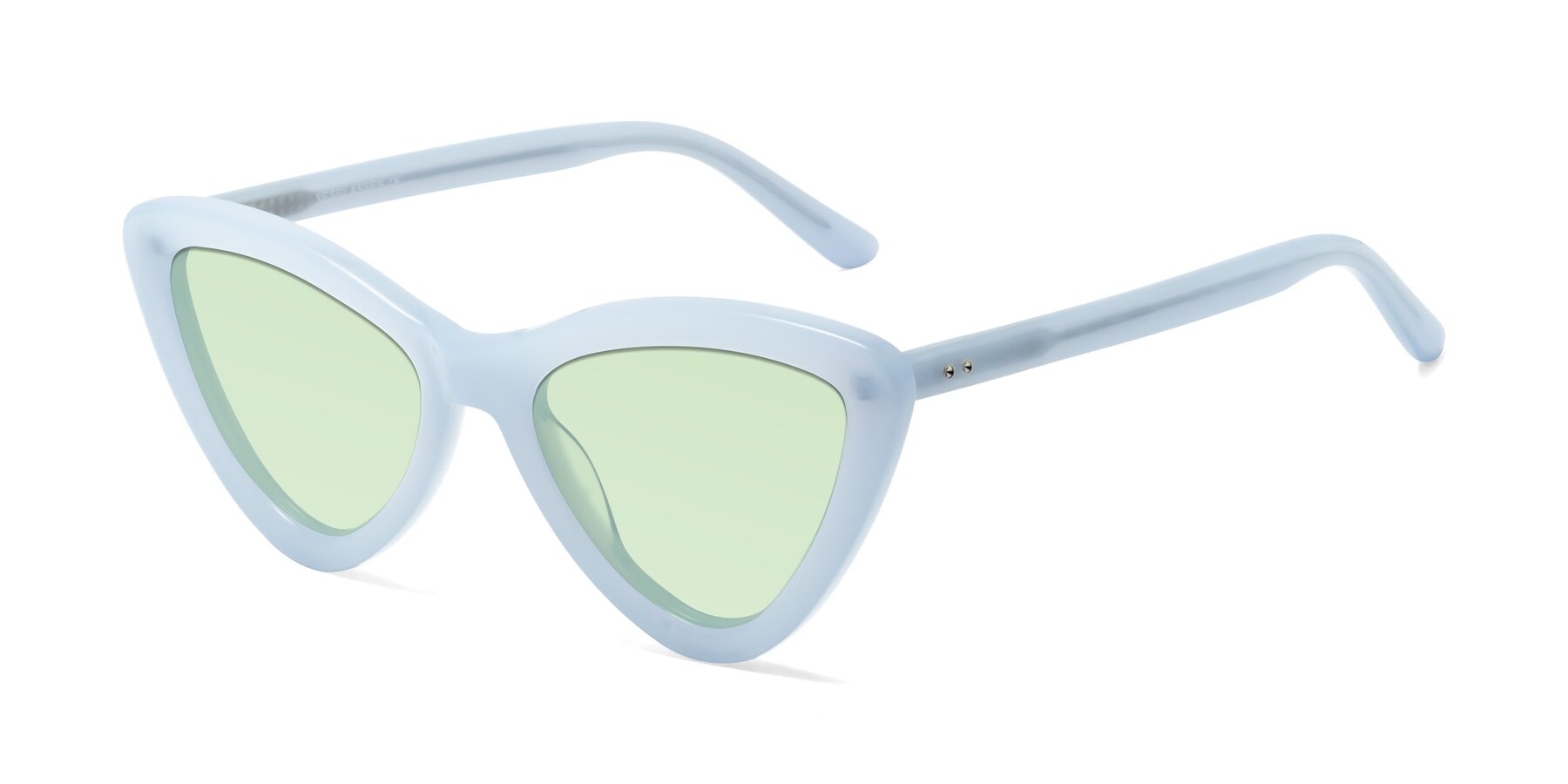 Angle of Candy in Blue with Light Green Tinted Lenses