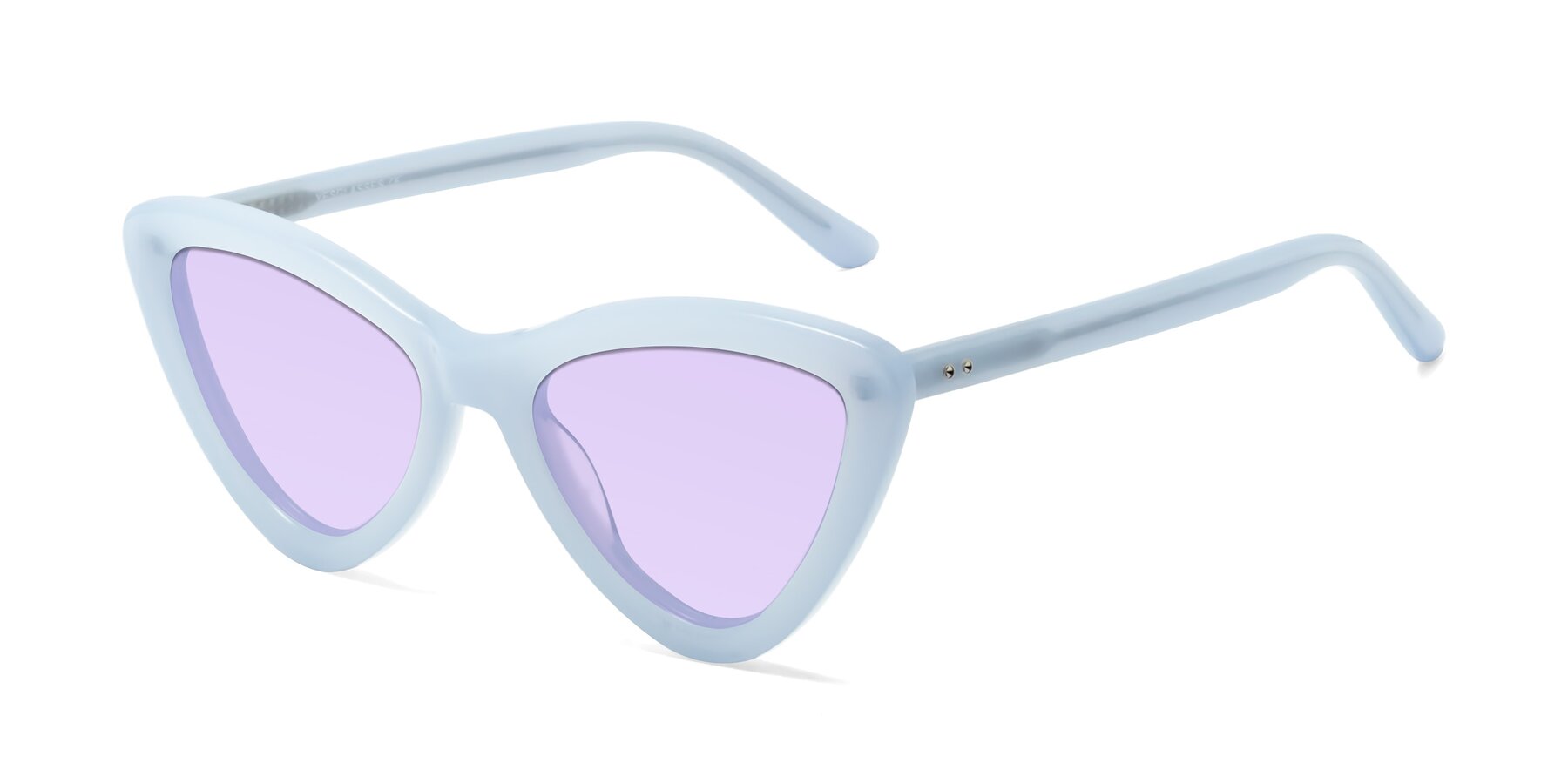 Angle of Candy in Blue with Light Purple Tinted Lenses