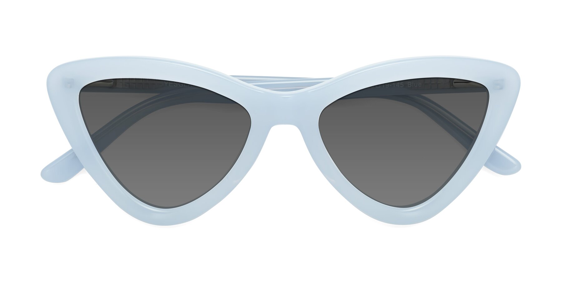 Folded Front of Candy in Blue with Medium Gray Tinted Lenses