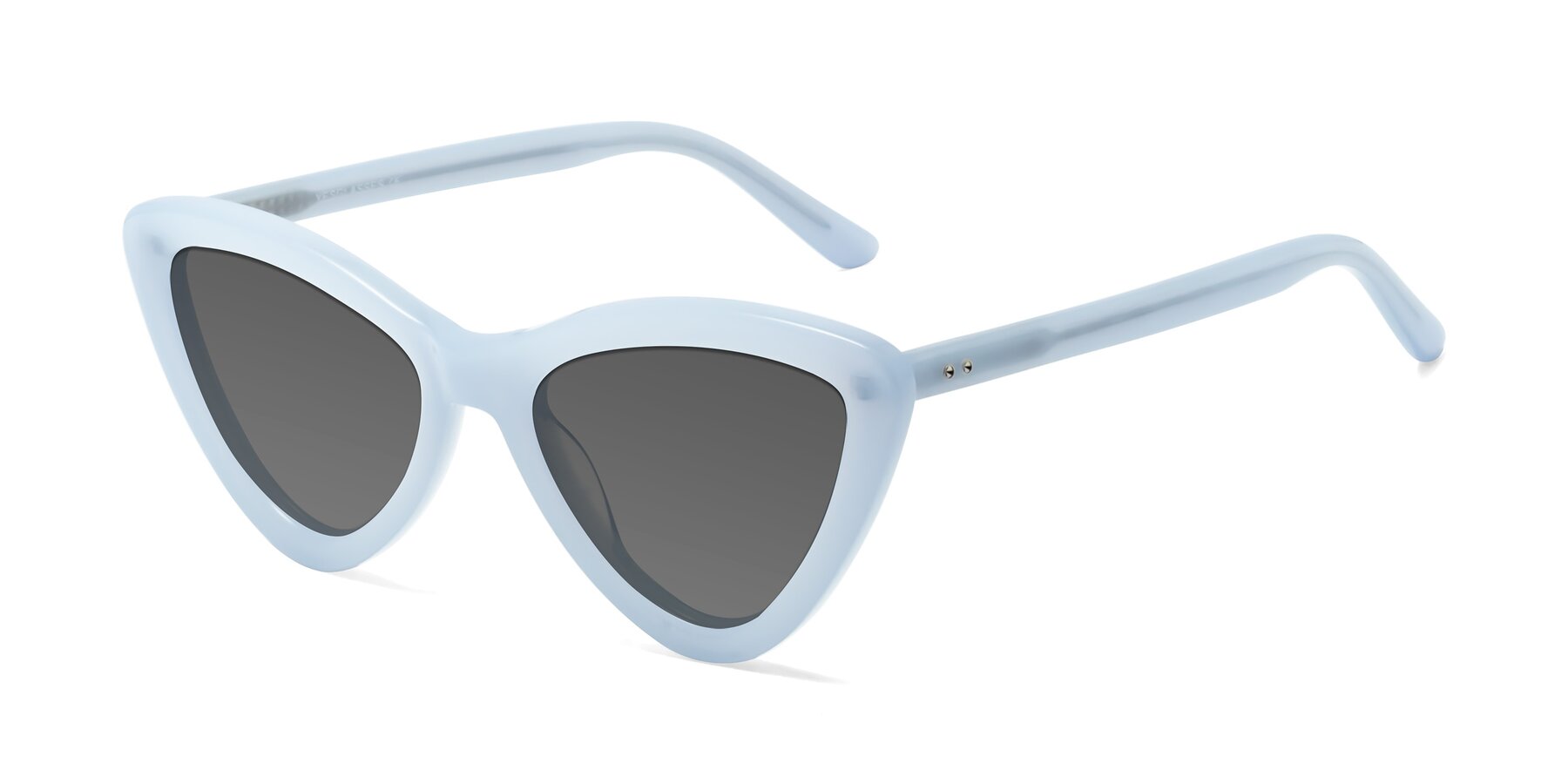 Angle of Candy in Blue with Medium Gray Tinted Lenses
