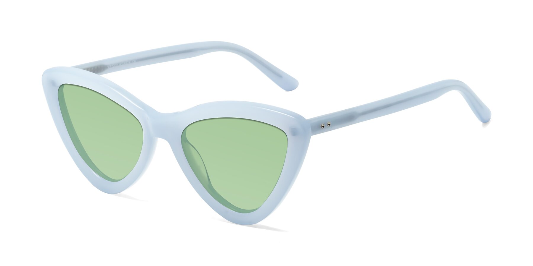 Angle of Candy in Blue with Medium Green Tinted Lenses