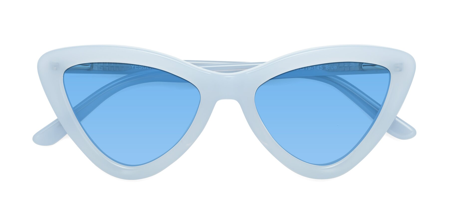 Folded Front of Candy in Blue with Medium Blue Tinted Lenses