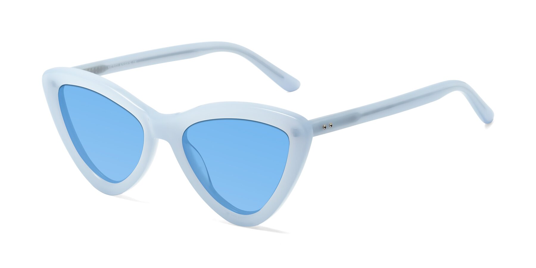 Angle of Candy in Blue with Medium Blue Tinted Lenses
