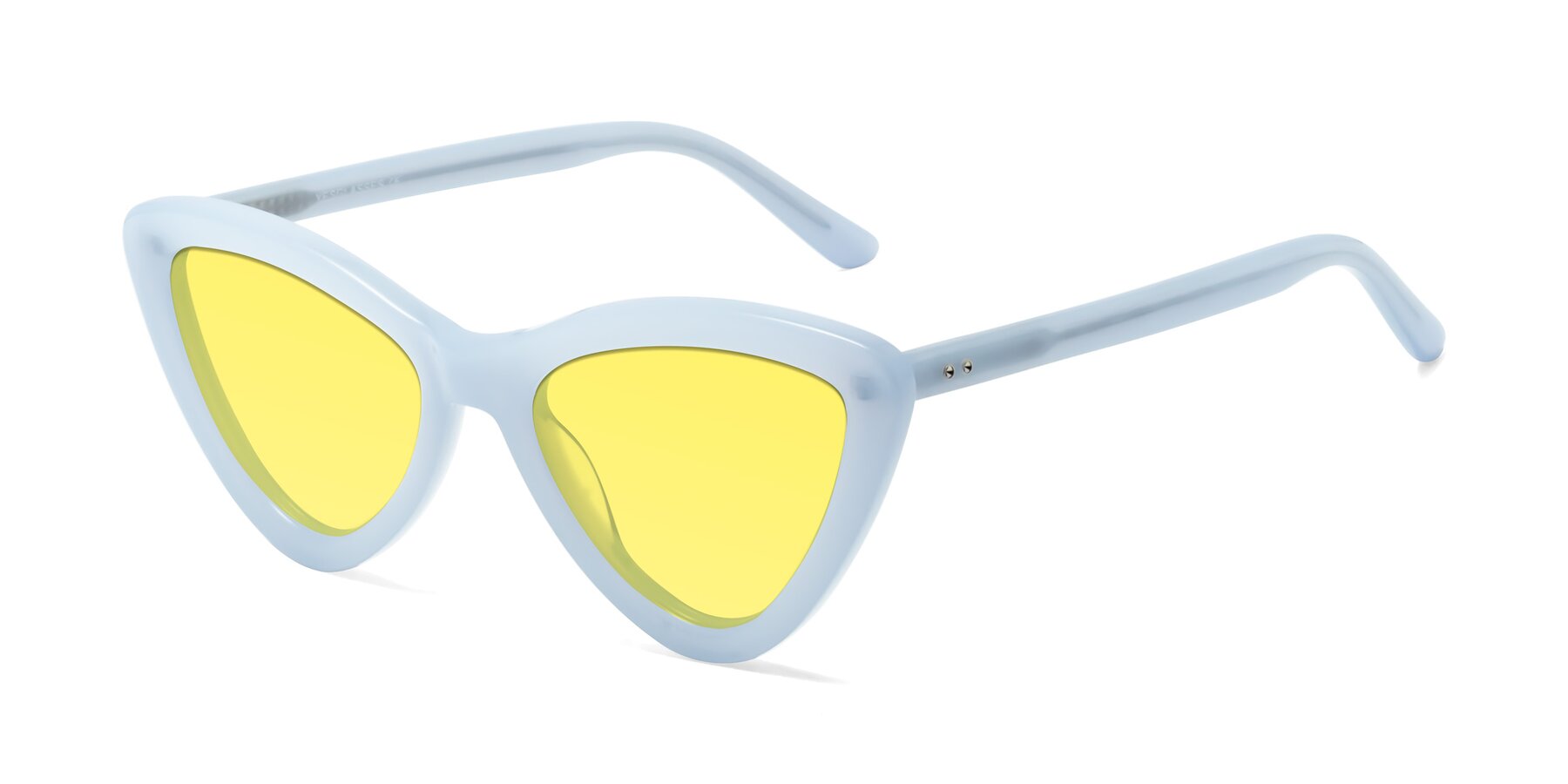 Angle of Candy in Blue with Medium Yellow Tinted Lenses