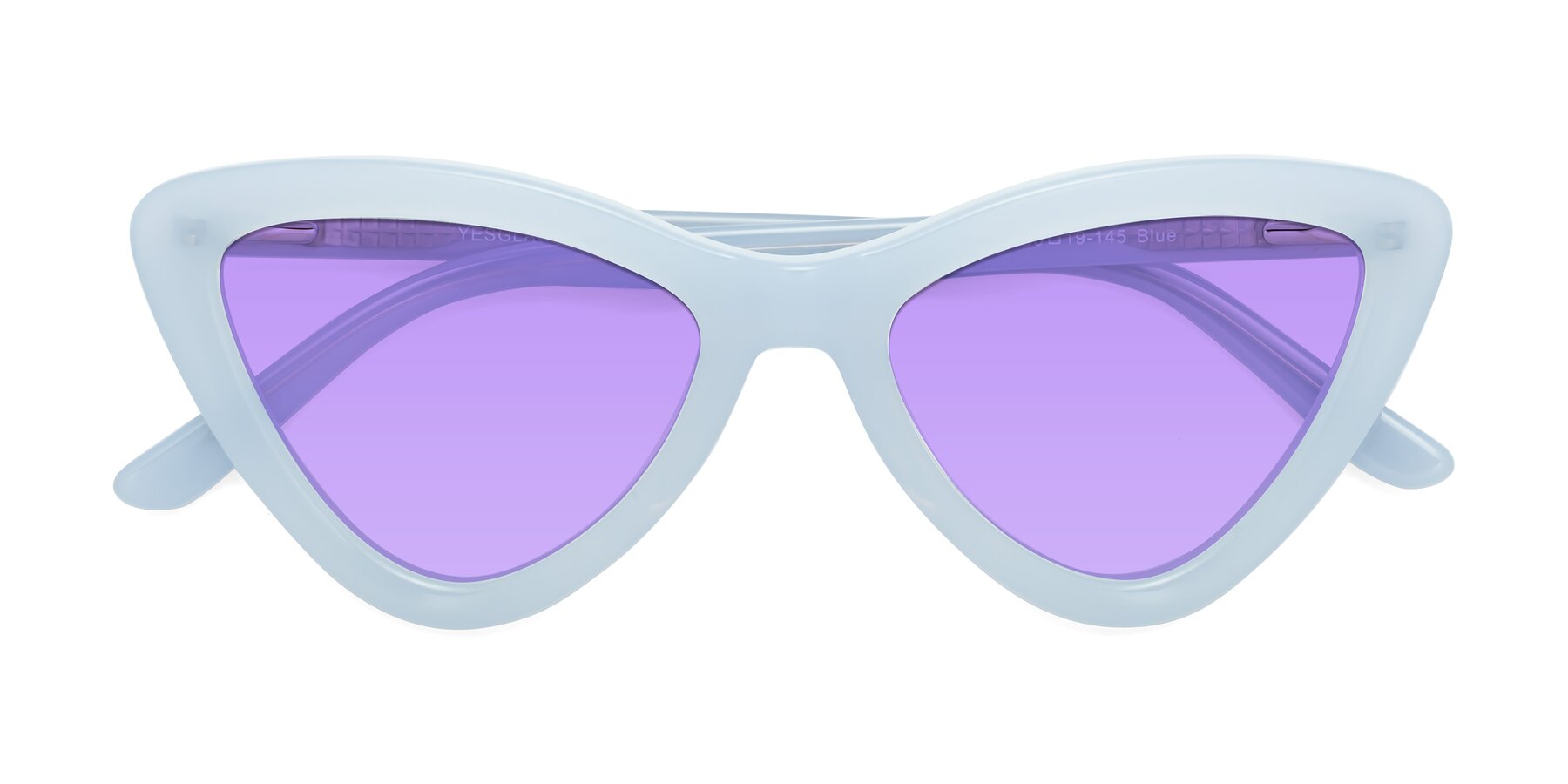 Folded Front of Candy in Blue with Medium Purple Tinted Lenses