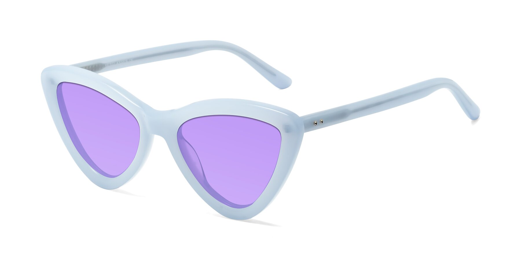 Angle of Candy in Blue with Medium Purple Tinted Lenses