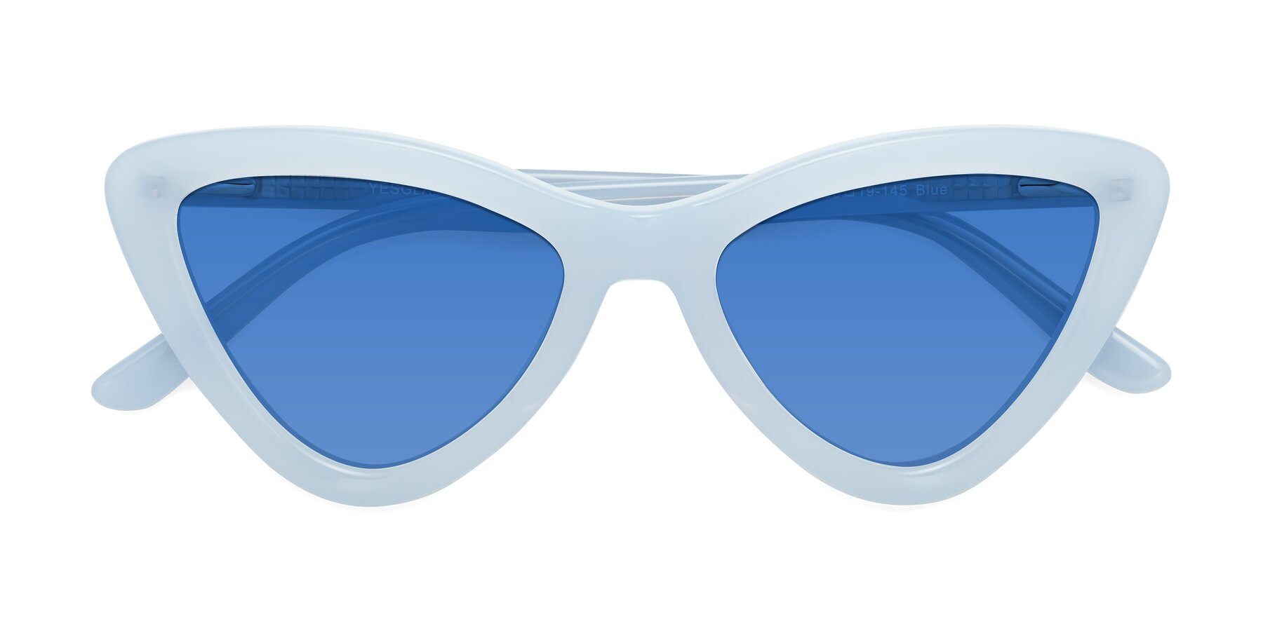 Blue Hipster Acetate Butterfly Tinted Sunglasses with Blue Sunwear Lenses -  Candy