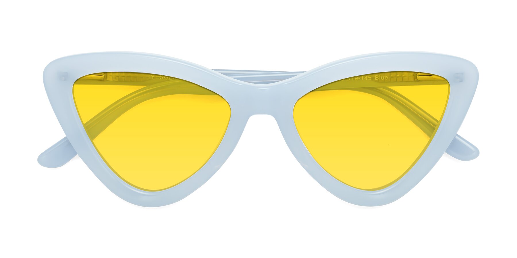 Folded Front of Candy in Blue with Yellow Tinted Lenses
