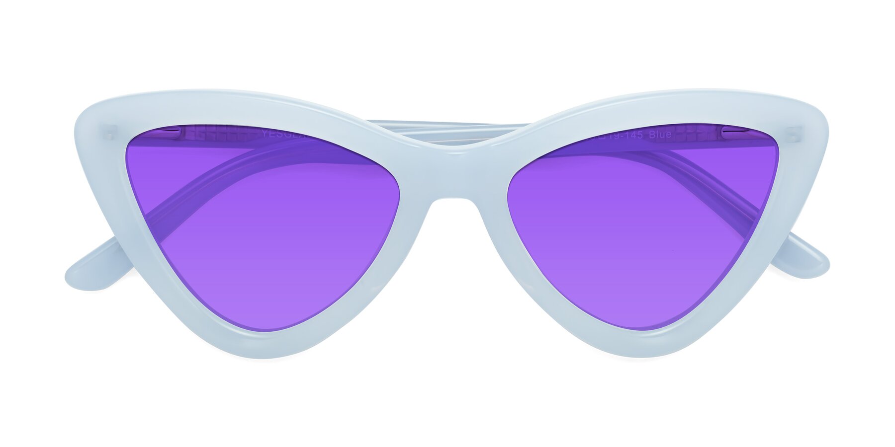 Folded Front of Candy in Blue with Purple Tinted Lenses