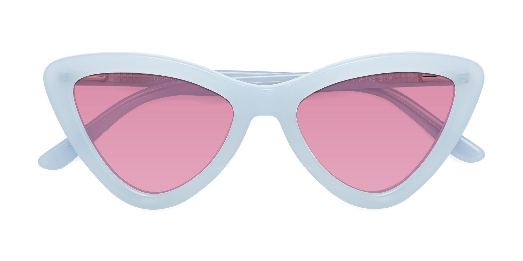 Folded Front of Candy in Blue with Medium Wine Tinted Lenses