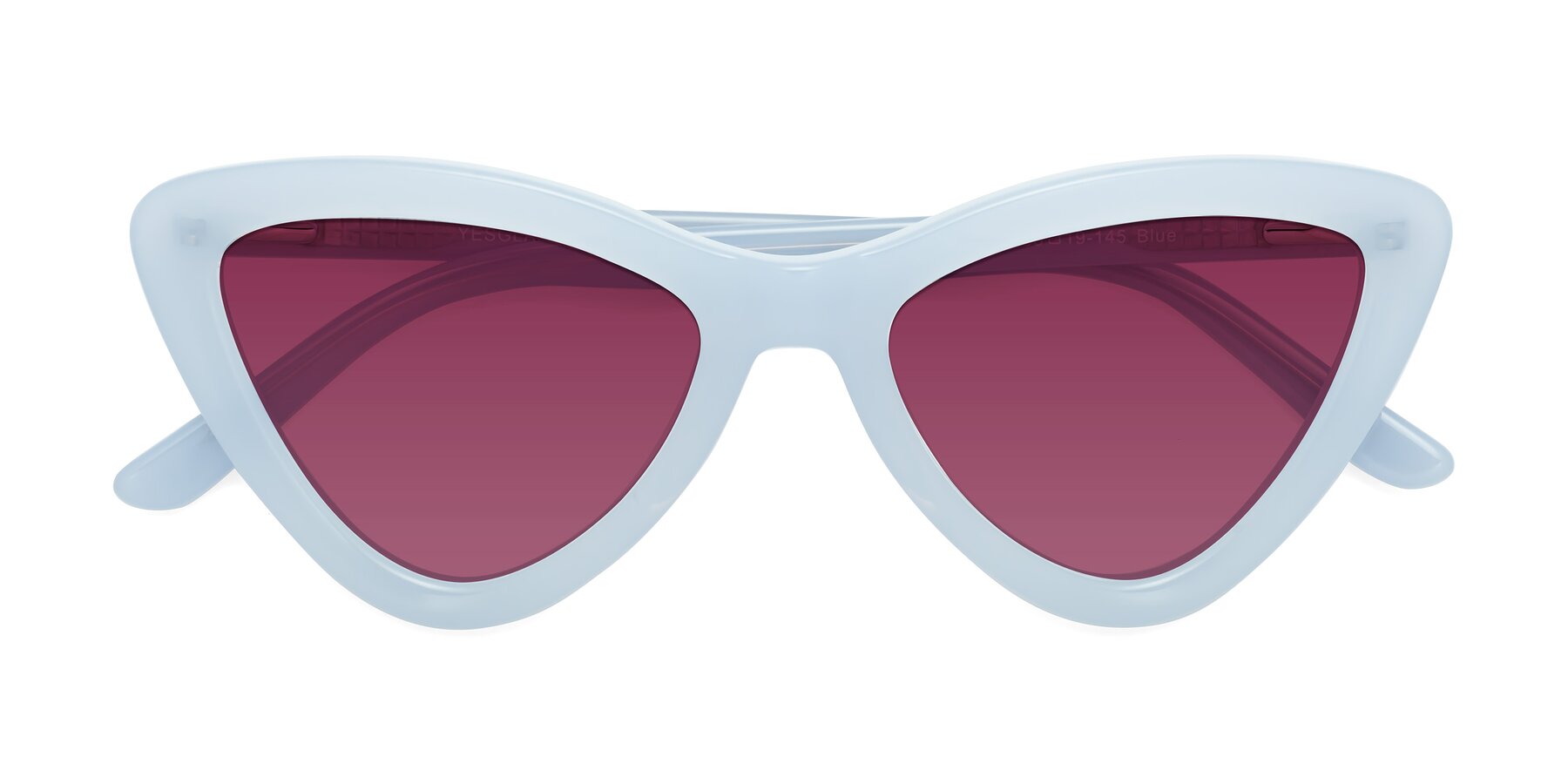 Folded Front of Candy in Blue with Wine Tinted Lenses