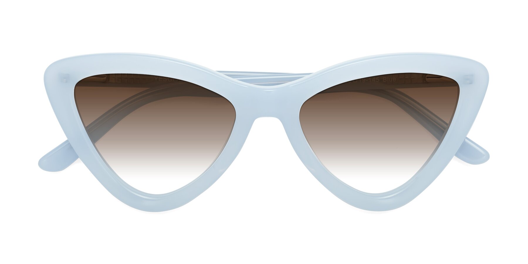 Folded Front of Candy in Blue with Brown Gradient Lenses