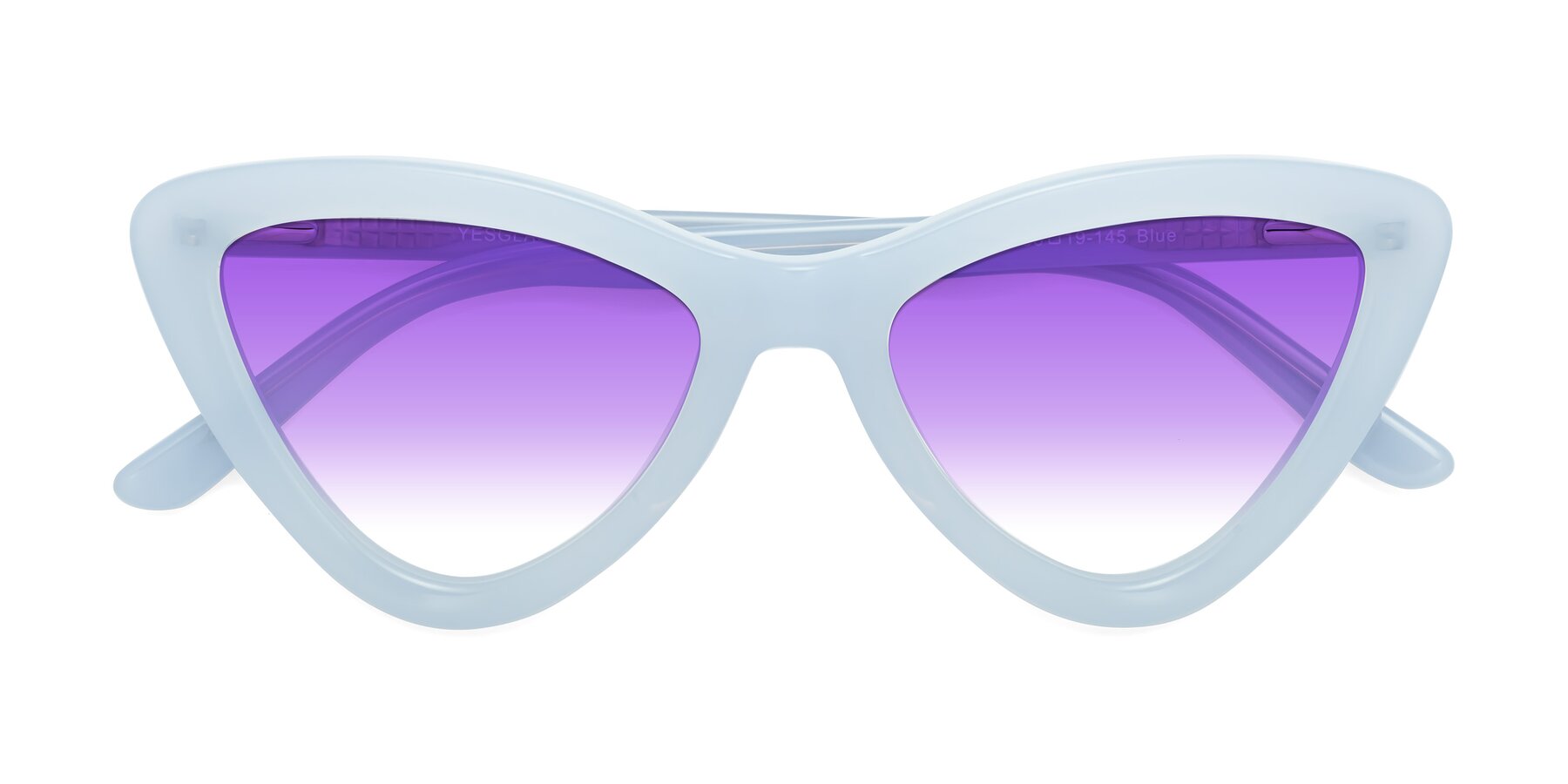 Folded Front of Candy in Blue with Purple Gradient Lenses
