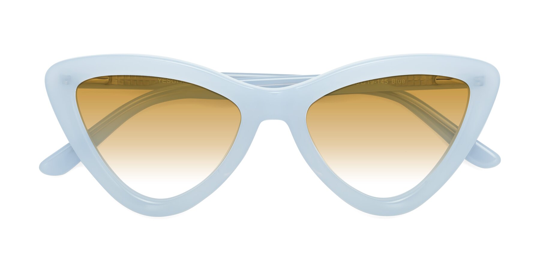 Folded Front of Candy in Blue with Champagne Gradient Lenses