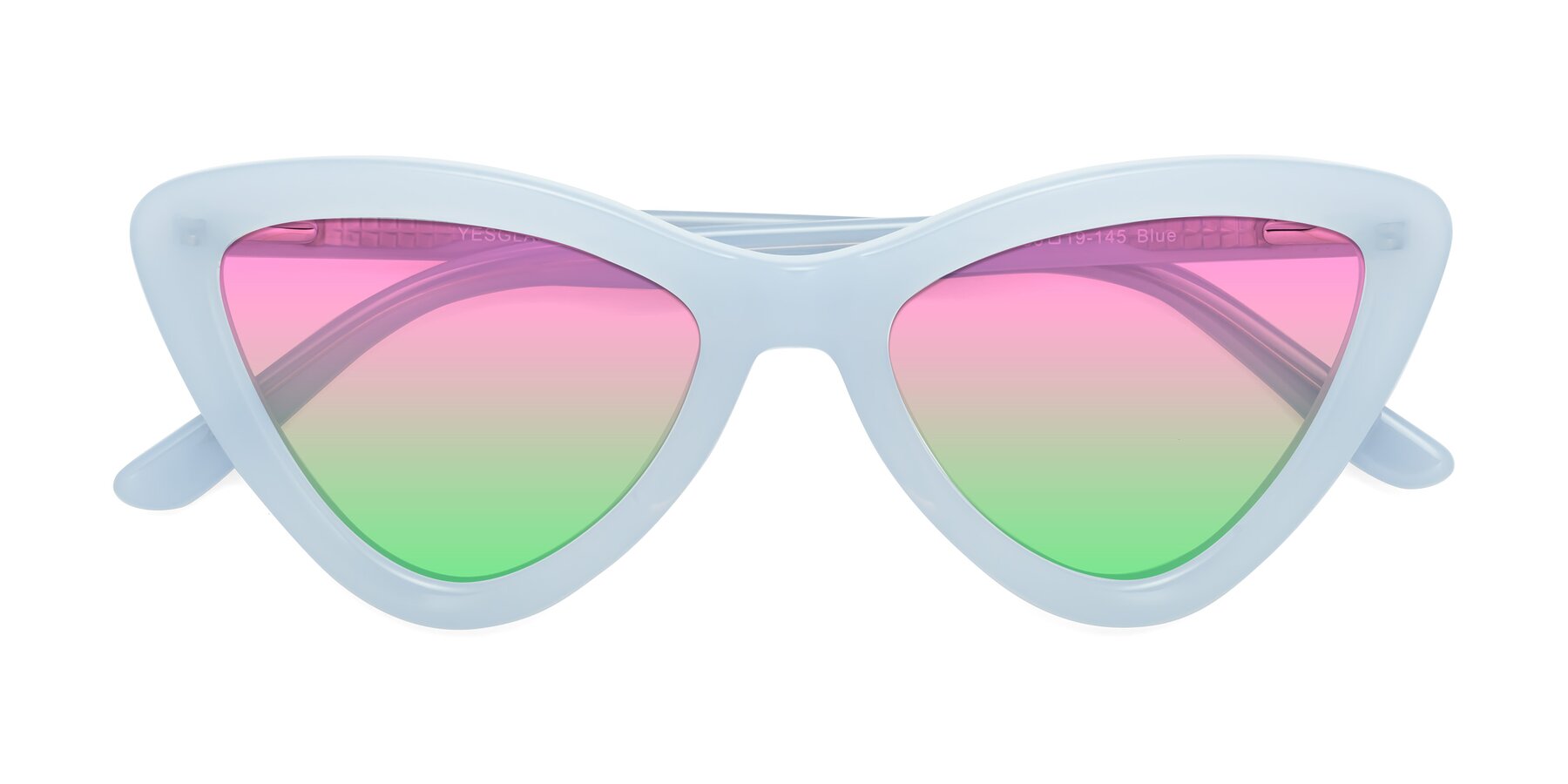 Folded Front of Candy in Blue with Pink / Green Gradient Lenses